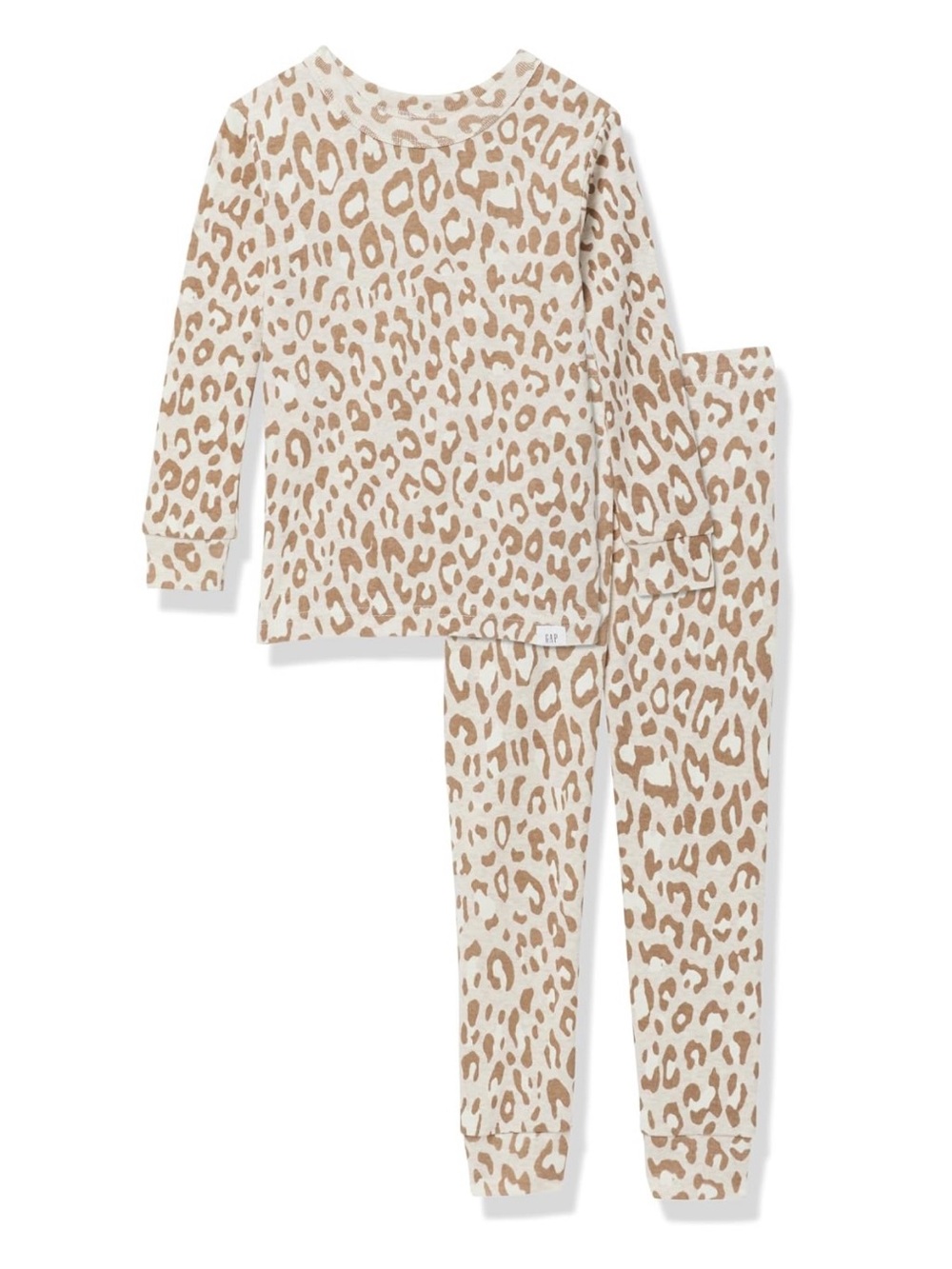 Gap Snug Fit Pajamas Long Sleeve Size 4 Tan Brown Leopard Print